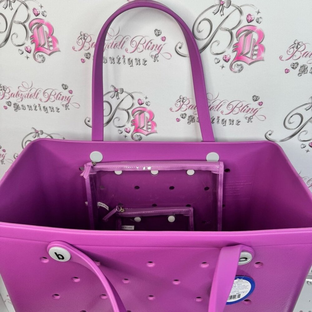 Bogg Bag large Purple Tote raspberry rare discontinued color sherbet purple pink - Picture 5 of 11